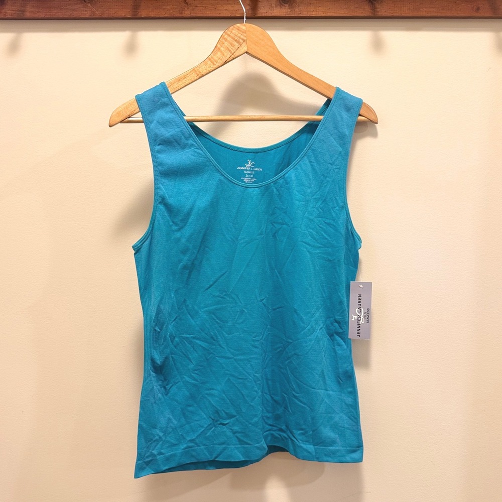 Jennifer Lauren Seamless Tank Top Turquoise Blue Plus Size 2X 3X New‎ With Tags